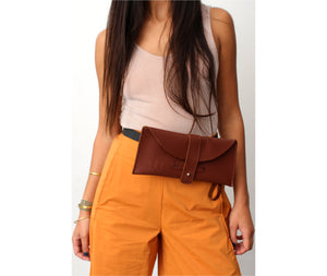 brown leather envelope wristlet clutch designer purse handmade with durable quality leather