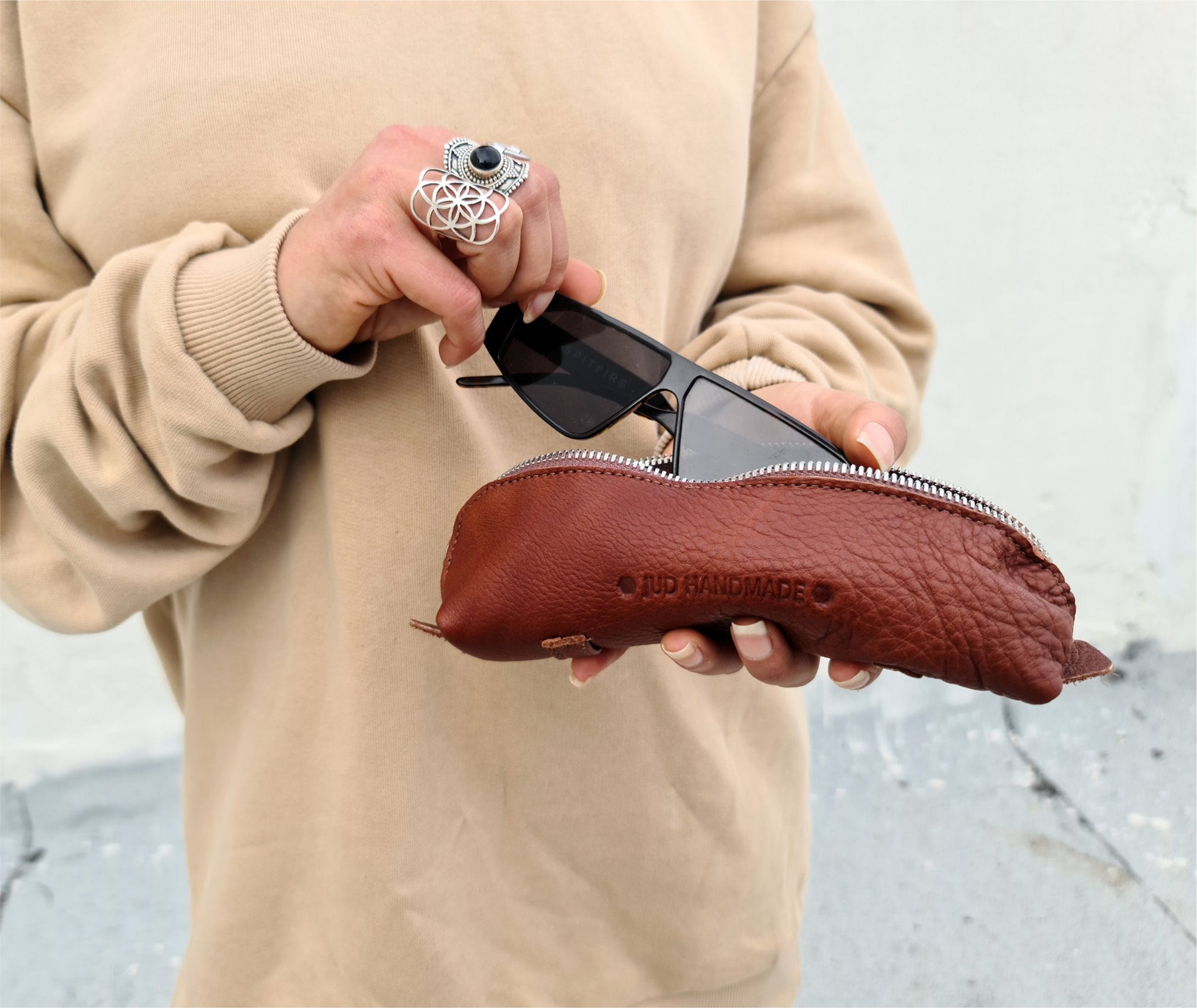 JUDtlv handmade leather pouch, leather organizer, leather ,make-up case