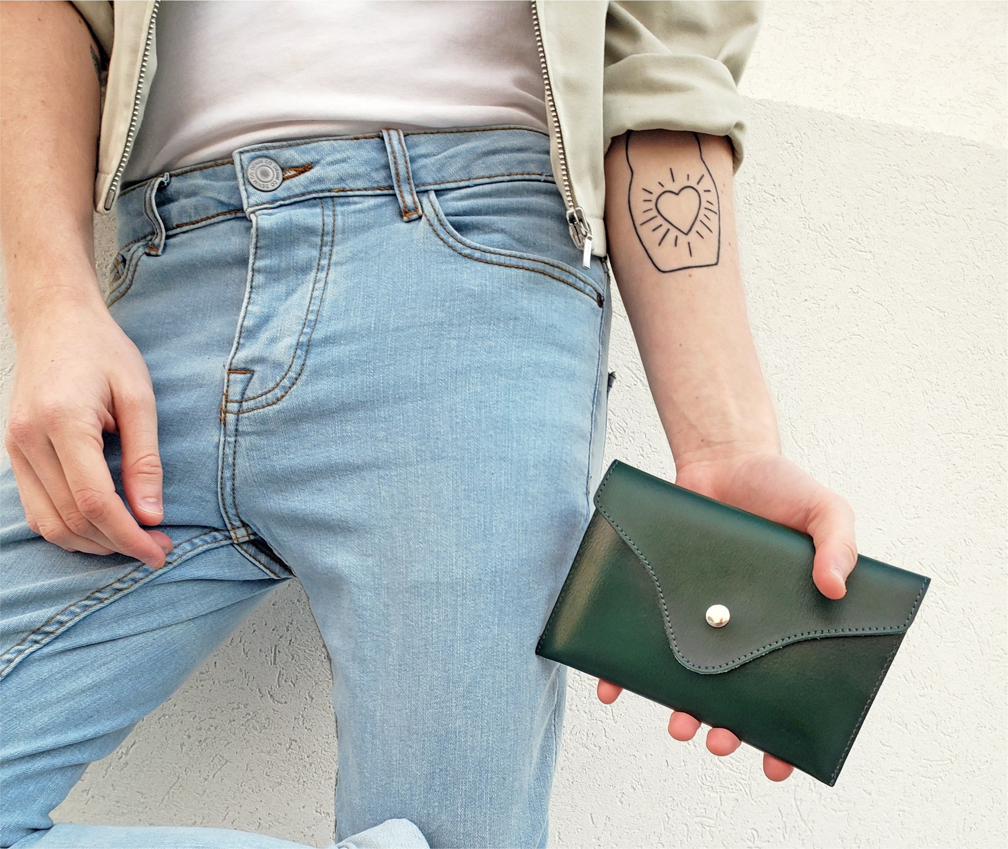 Red Leather Envelope Waist Purse