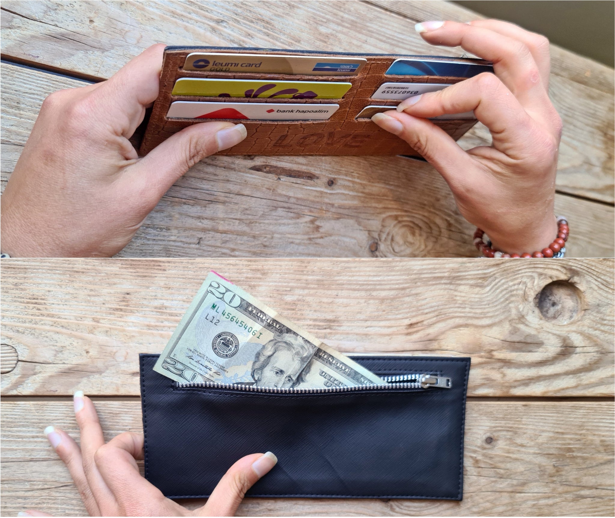This slim and practical brown leather wallet is designed to be added to your favorite bag or purse without adding unnecessary bulk to your look. Features 6 card slots for up to 18 cards, a zip pocket for cash, and a minimalist luxury design for everyday use & style. This magical accessory is the ideal gift for any occasion.