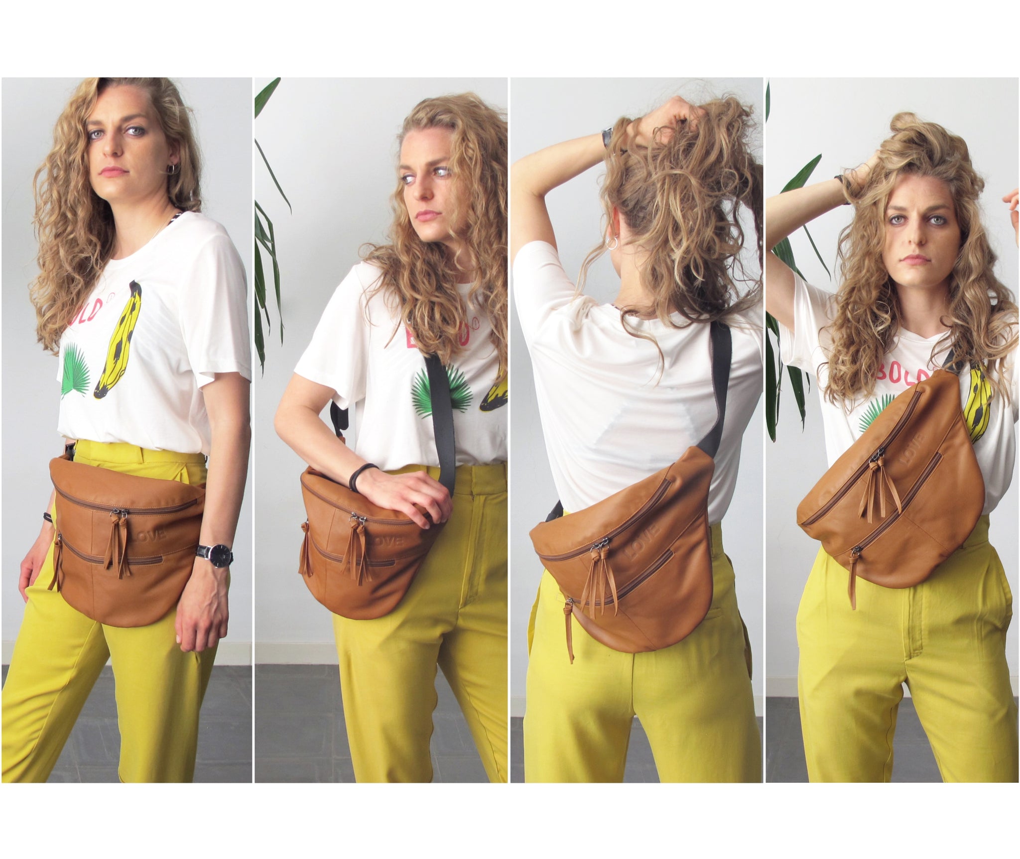 Oversized Leather Fanny Pack Leather Belt Bag Leather Bum 