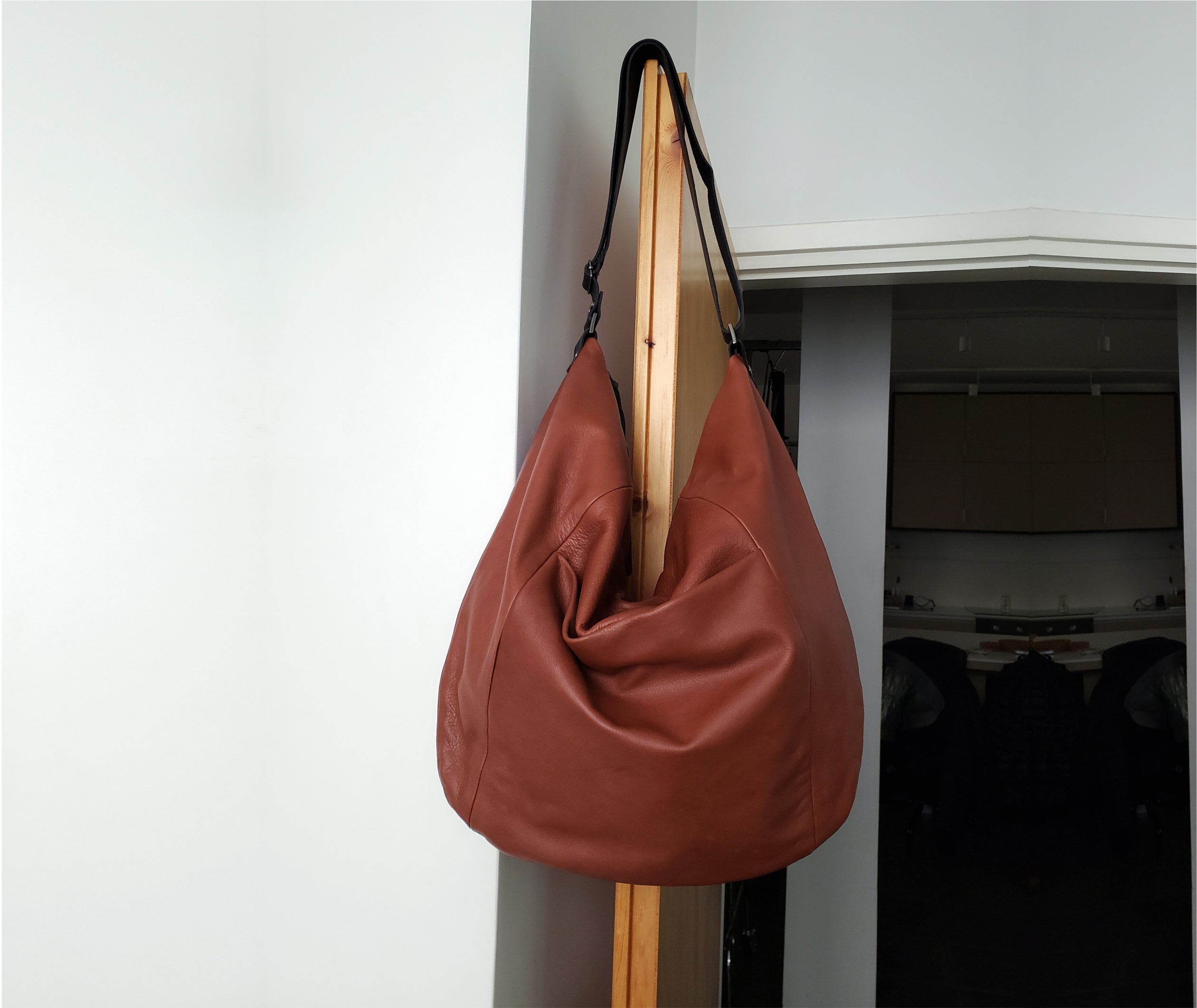 Large Leather Hobo Bag Brown Shoulder Bag, Hobo Slouchy Hobo