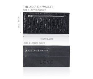 This slim and practical leather wallet is designed to be added to your favorite bag or purse without adding unnecessary bulk to your look. Features 6 card slots for up to 18 cards, a zip pocket for cash, and a minimalist luxury design for everyday use & style. This magical accessory is the ideal gift for any occasion.