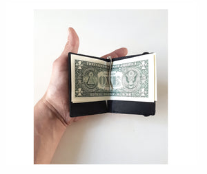 WALLET Slim Leather Wallet With Metal Money Clip Black