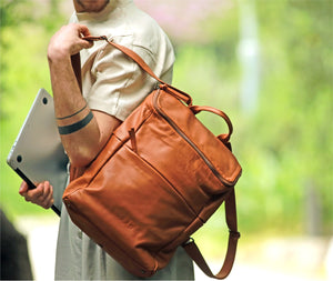 convertible leather backpack men Cooler Leather Backpack Olive green